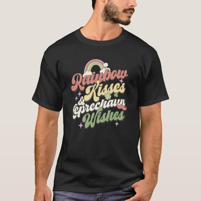 St Patricks Day Irish Rainbow Kisses And Leprechau T-Shirt (Front)