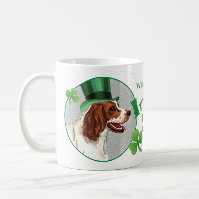 St. Patrick's Day Irish Red & White Setter Coffee Mug (Left)