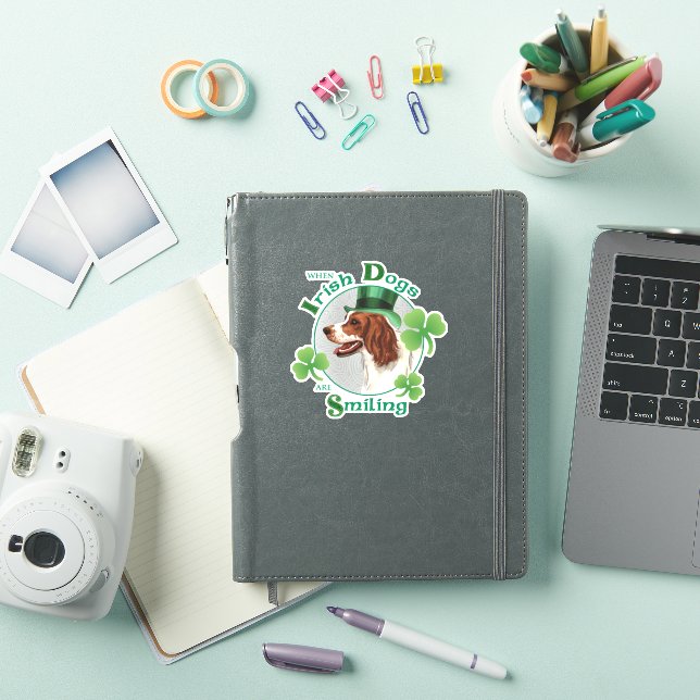 St. Patrick's Day Irish Red & White Setter Vinyl Sticker (iPad Cover)