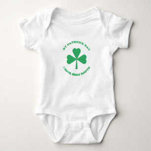 St Patrick's Day Irish Roots Green Shamrock Baby Bodysuit