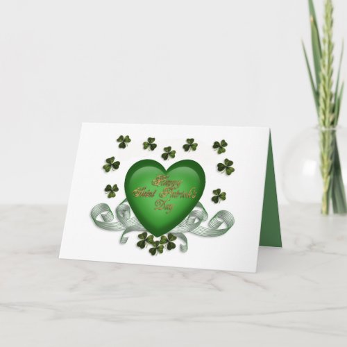 St Patricks day Irish saying card green heart