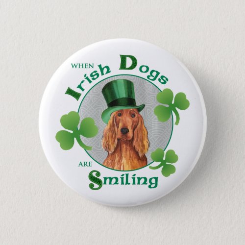 St Patricks Day Irish Setter Button