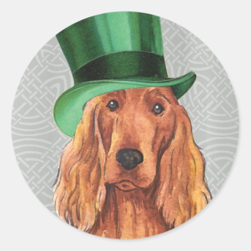 St Patricks Day Irish Setter Classic Round Sticker