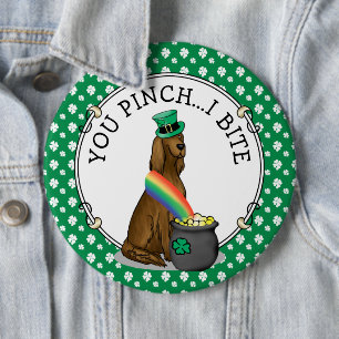 St. Patrick's Day Irish Setter Dog (red 1) Funny Button