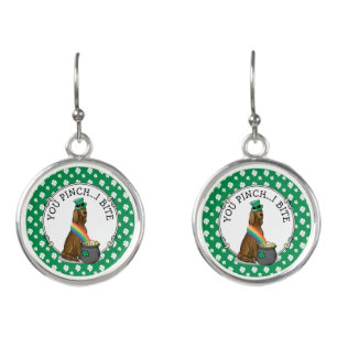 St. Patrick's Day Irish Setter Dog (red 1) Funny Earrings