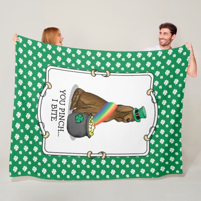 St. Patrick's Day Irish Setter Dog (red 1) Funny Fleece Blanket (In Situ)