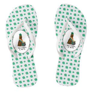 St. Patrick's Day Irish Setter Dog (red 1) Funny Flip Flops