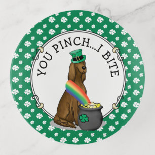 St. Patrick's Day Irish Setter Dog (red 1) Funny Trinket Tray