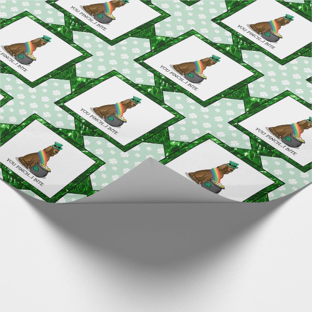 St. Patrick's Day Irish Setter Dog (red 1) Funny Wrapping Paper (Corner)