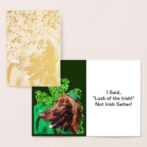 St Patricks Day Irish Setter in Clovers  ZSSG Foil Card