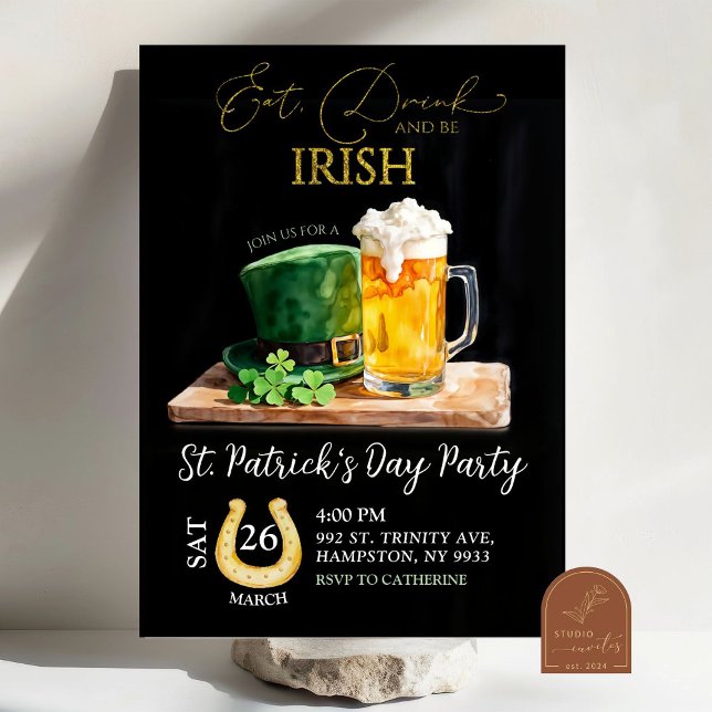 St Patricks Day Irish Shamrock Beer Holiday Party  Invitation (Creator Uploaded)