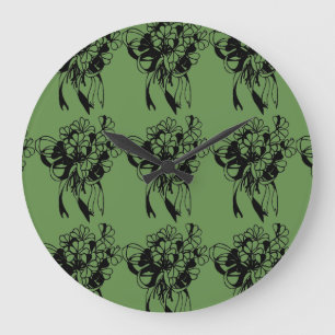 St. Patrick's Day Irish Shamrock Bouquet Green Large Clock