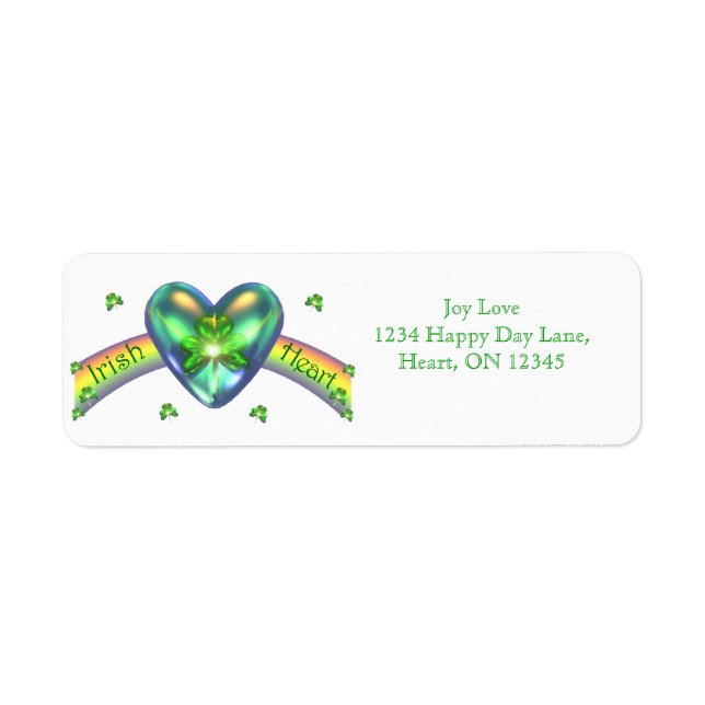 St. Patricks Day Irish Shamrock Heart Label (Front)
