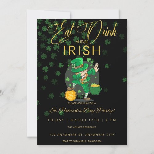 St Patricks Day Irish Shamrock Leprechaun Party Invitation