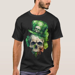 St Patricks Day Irish Shamrock Leprechaun Skull C T-Shirt