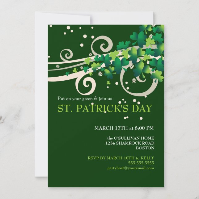 St. Patricks Day Irish Shamrock Party Invitation (Front)