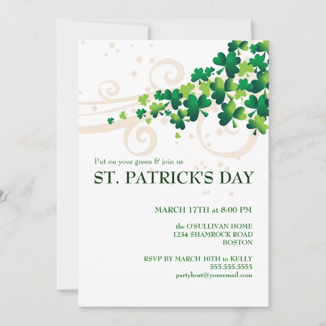 St. Patricks Day Irish Shamrock Party Invitation (Front)