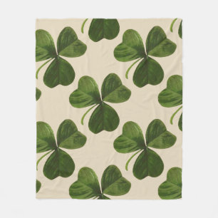 St Patrick's Day Irish Shamrock Pattern Fleece Blanket
