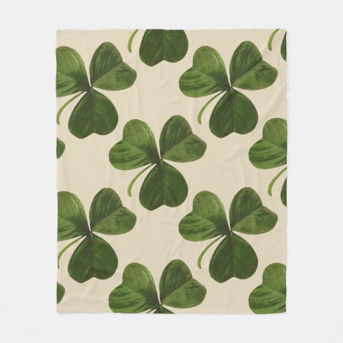 St Patricks Day Irish Shamrock Pattern Fleece Blanket