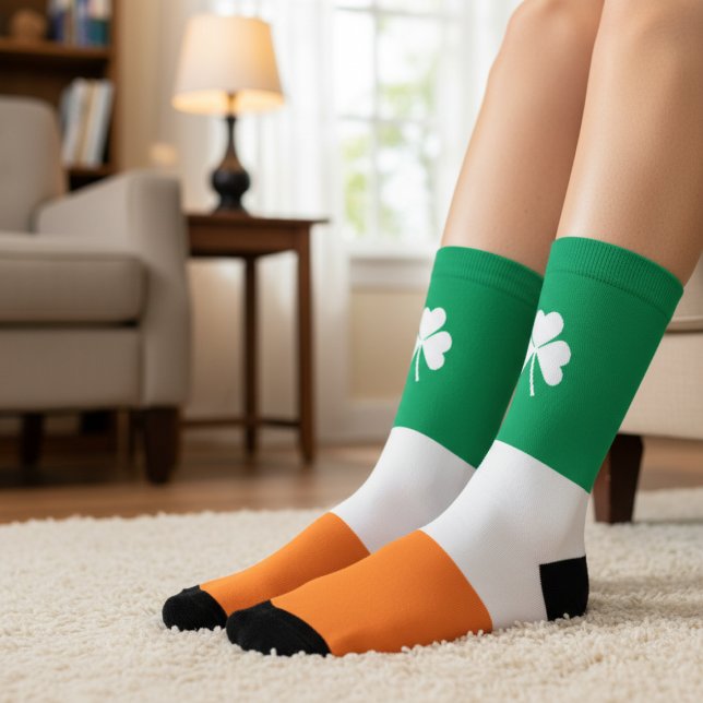 St Patricks Day Irish Shamrock  Socks (St Patricks Day Irish Shamrock Socks by Ricaso. Show your pride in Ireland with these tricolor socks)