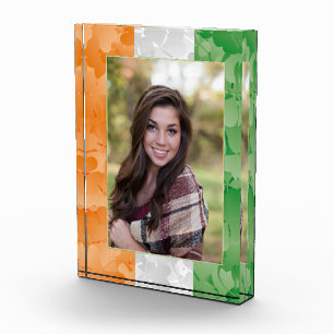 St. Patrick's Day Irish shamrocks flag photo frame Block