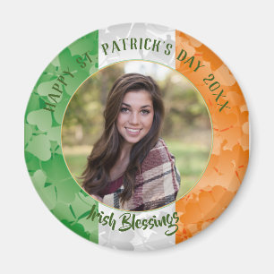St. Patrick's Day Irish shamrocks flag photo frame Magnet