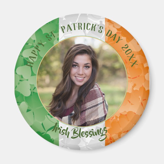 St. Patrick's Day Irish shamrocks flag photo frame Magnet (Front)