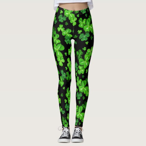 St Patricks Day Irish Shamrocks Pattern Leggings