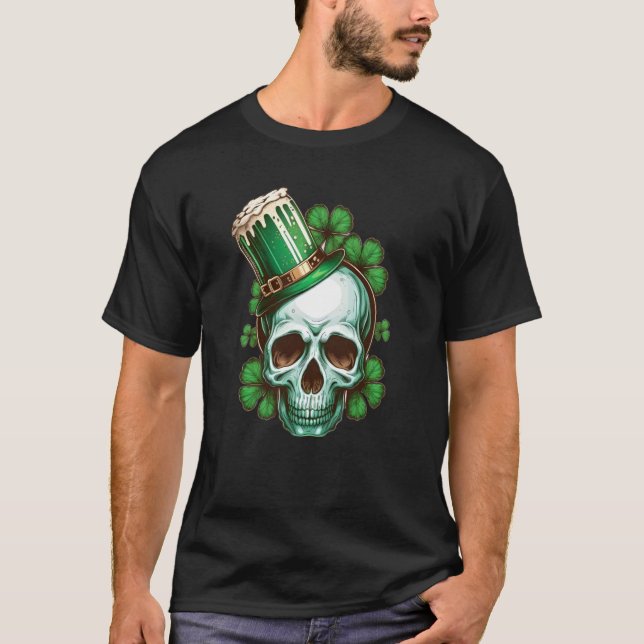 St Patricks Day Irish Skull Leprechaun C Shamrock T-Shirt (Front)