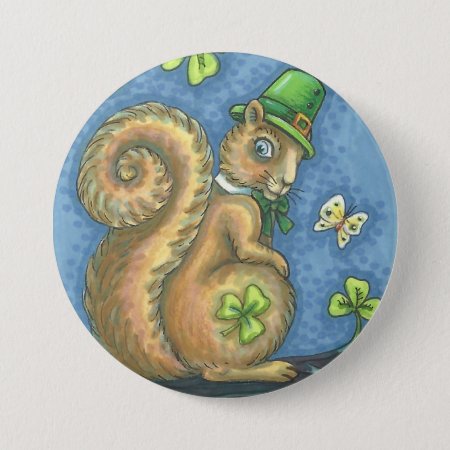 St. Patrick's Day Irish Squirrel Button Round