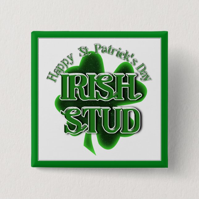 St. Patrick's Day Irish Stud Pinback Button (Front)