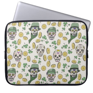 St Patrick's Day Irish Sugar Skull Custom Laptop Sleeve