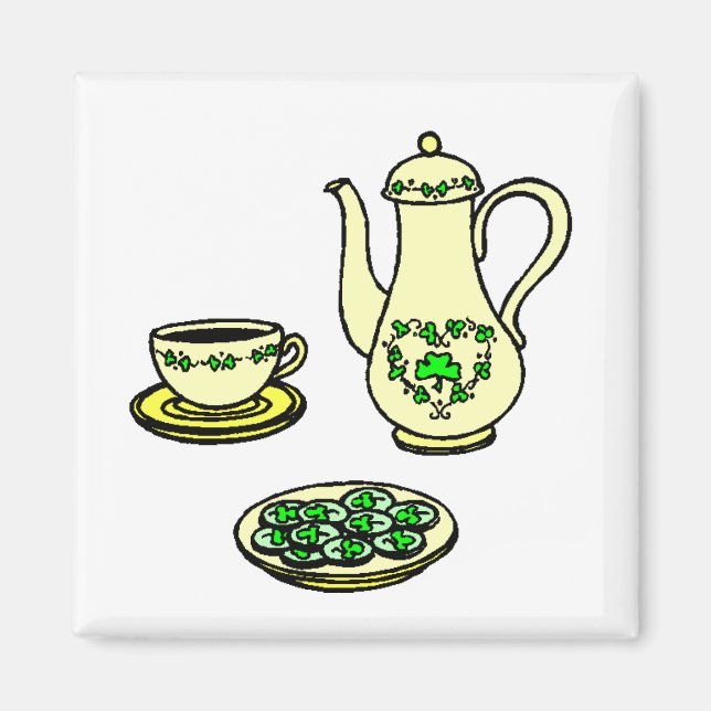 St. Patrick's Day Irish Tea Set Magnet (Front)