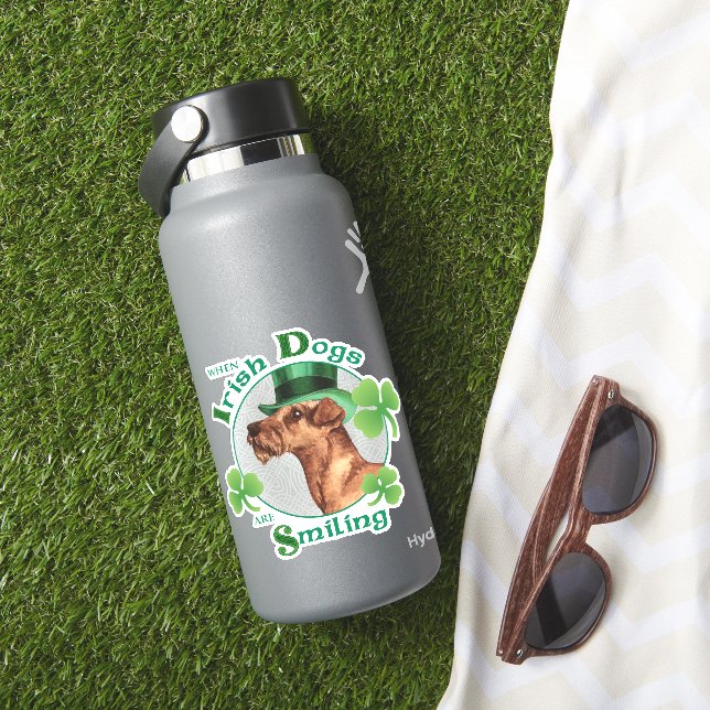St. Patrick's Day Irish Terrier Vinyl Sticker (HydroFlask Insitu)