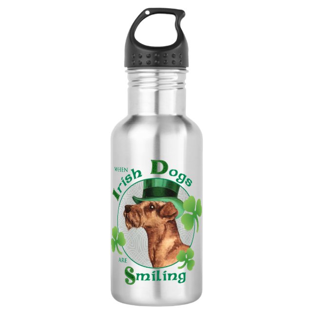St. Patrick's Day Irish Terrier Water Bottle (Front)