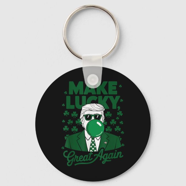 St. Patricks Day Irish Trump Bubble Gum Funny Keychain (Front)