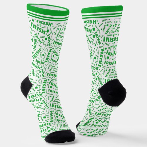 St Patricks Day âœIrishâ Typography  Pattern Socks