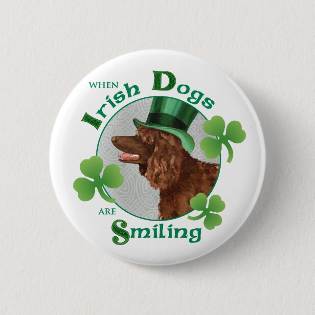 St. Patrick's Day Irish Water Spaniel Button (Front)