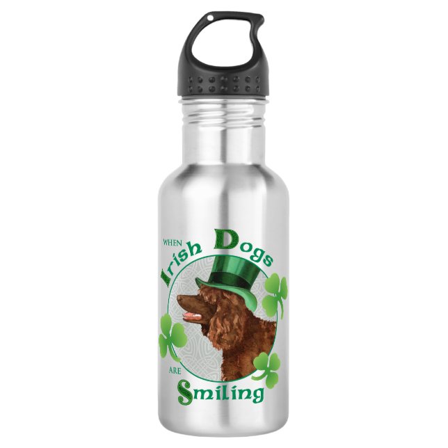 St. Patrick's Day Irish Water Spaniel Stainless Steel Water Bottle (Front)