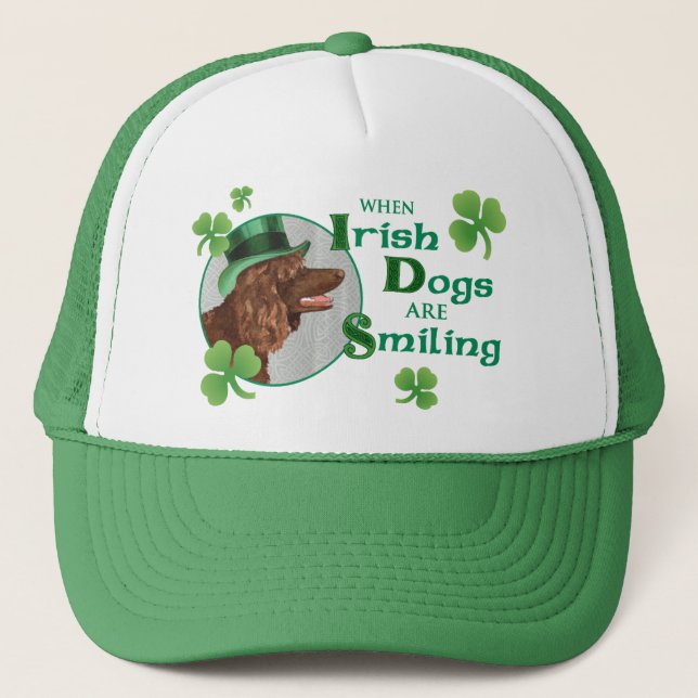 St. Patrick's Day Irish Water Spaniel Trucker Hat (Front)