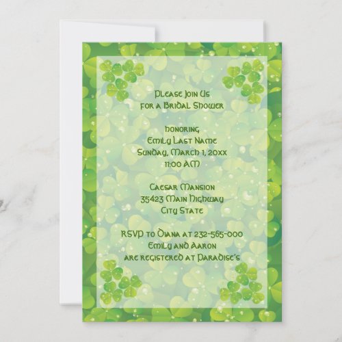 St Patricks Day Irish wedding bridal shower Invitation