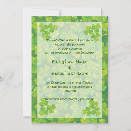 St Patricks Day Irish wedding invitation