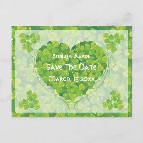 St Patricks Day Irish wedding Save the Date Announcement Postcard