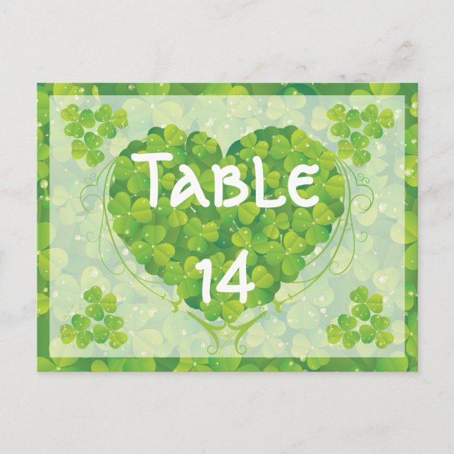 St. Patrick's Day Irish wedding table number (Front)