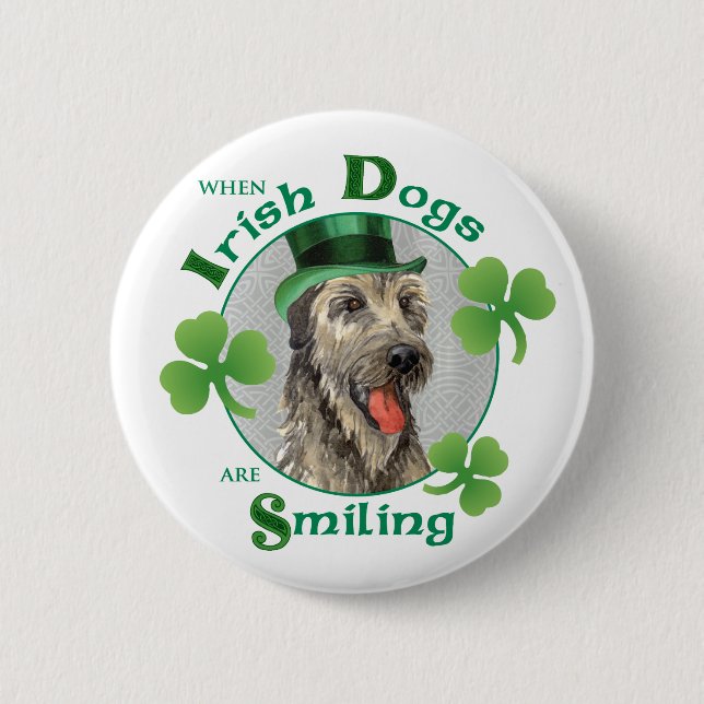 St. Patrick's Day Irish Wolfhound Button (Front)