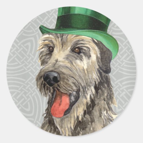 St Patricks Day Irish Wolfhound Classic Round Sticker