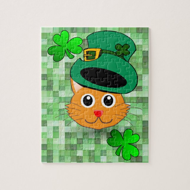 St. Patrick's Day Jigsaw Puzzle Cat (Vertical)