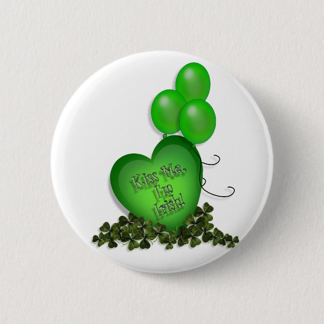 St Patricks Day Kiss me Im Irish Balloons Button (Front)