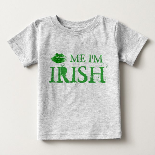 St. Patrick's Day Kiss Me I'm Irish Green Lips Baby T-Shirt (Front)