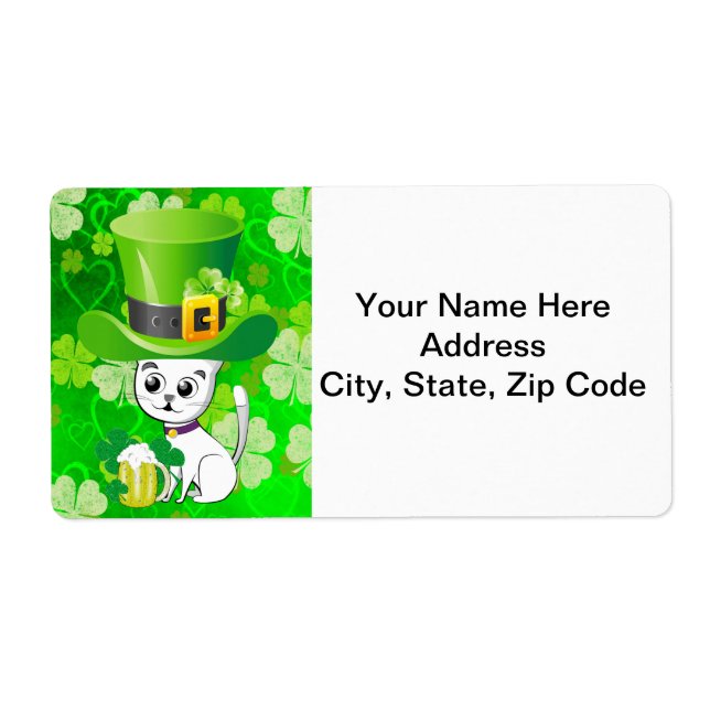 St. Patrick's Day Labels Cat Beer (Front)